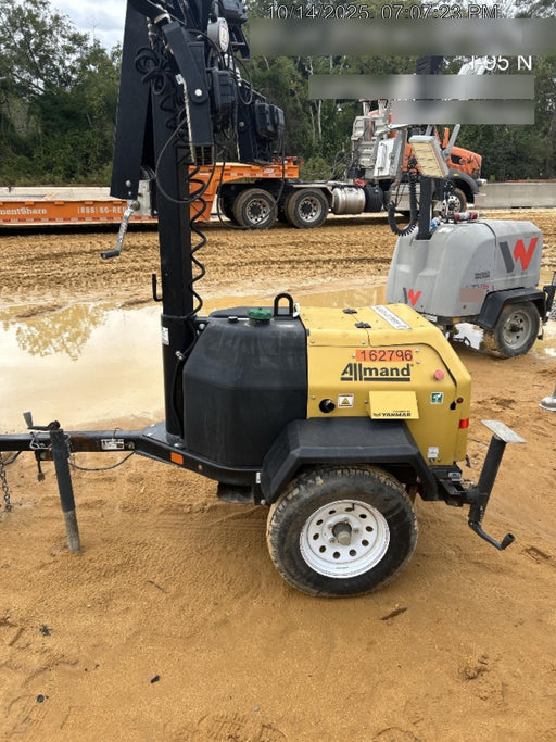 2021 Allmand NLV3GR (4) LED Light Fixture 350W, 23' Vertical Mast, 3kW Prime, Towable, Deep Sea L401, Leveling Jacks, Yanmar T4F 5.8hp