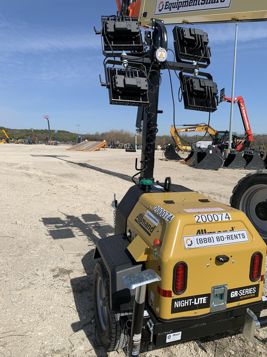 2022 Allmand NLV3GR (4) LED Light Fixture 350W, 23' Vertical Mast, 3kW Prime, Towable, Deep Sea L401, Leveling Jacks, Yanmar T4F 5.8hp