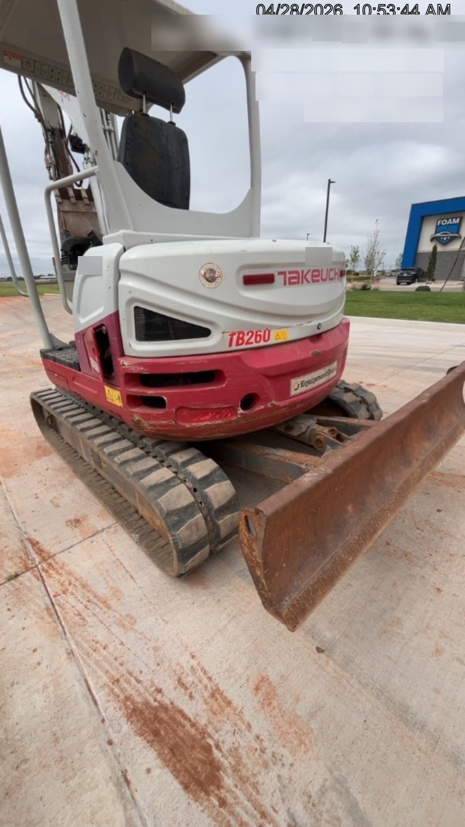 2019 Takeuchi TB260 Takeuchi TB260 Canopy w/Rubber Tracks, Auxiliary Hydraulics, Standard Blade, Manual QC