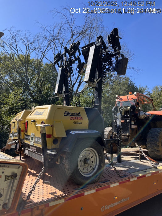 2022 Allmand NLV3GR (4) LED Light Fixture 350W, 23' Vertical Mast, 3kW Prime, Towable, ES Decals, T3