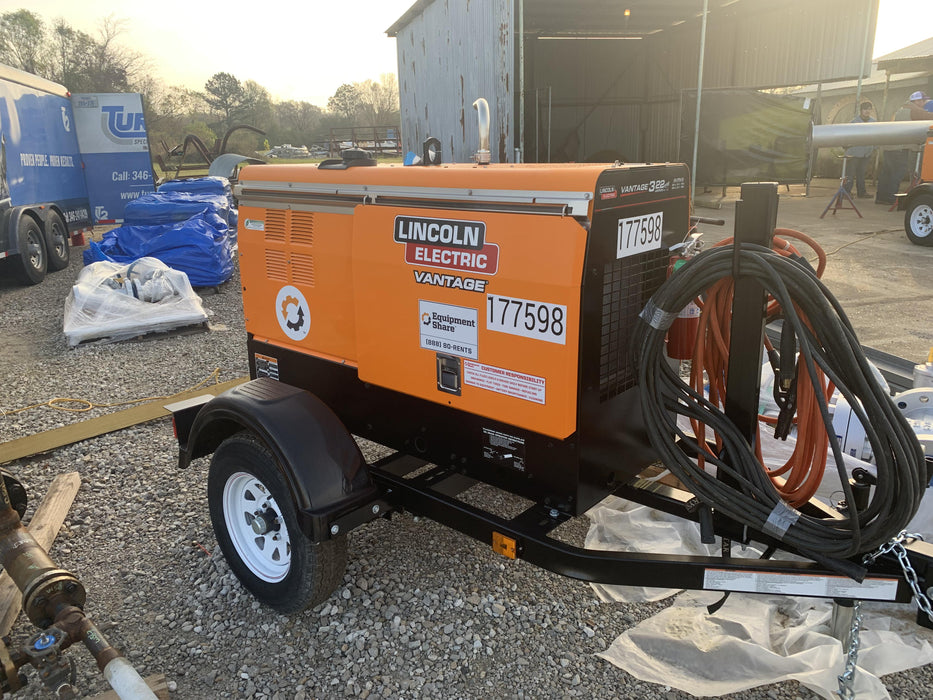 2021 Lincoln Electric Vantage 322 Vantage 322 Ready Pak 3 w/ Decals, ORANGE (includes trailer, cable rack, fender light kit) NO Telematics