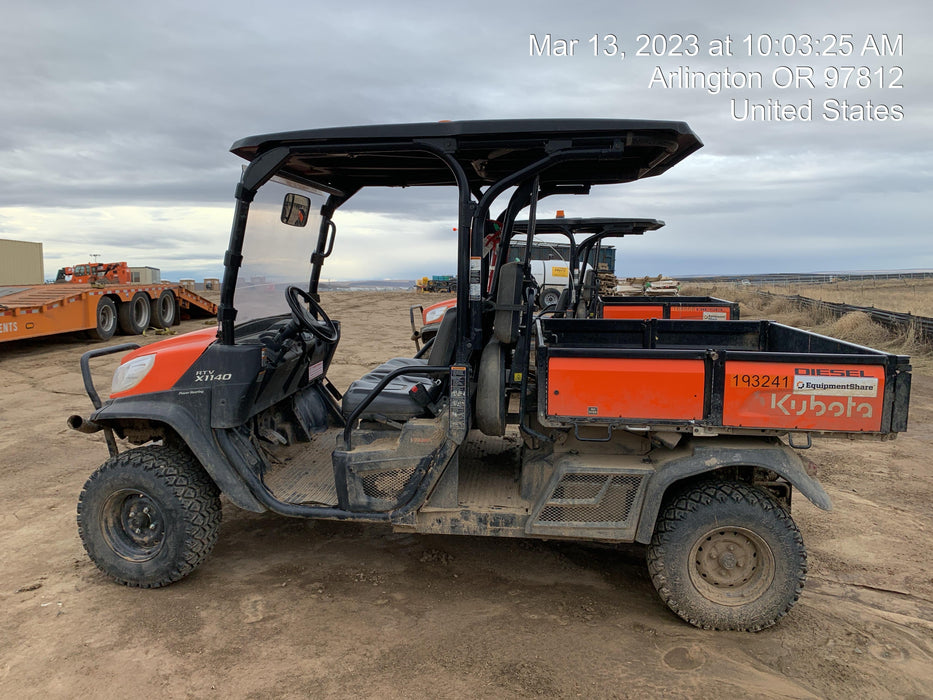 2021 Kubota RTV-X1140W-H Plastic Canopy, Windshield Acrylic Clear, LED Strobe Light, Wire Harness Kit, Back up Alarm