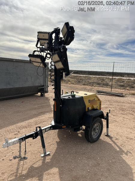 Allmand NLV3GR (4) LED Light Fixture 350W, 23' Vertical Mast, 3kW Prime, Towable, Deep Sea L401, Leveling Jacks, Yanmar T4F 5.8hp