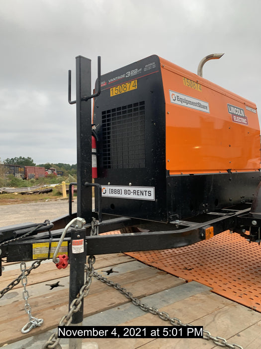 2021 Lincoln Electric Vantage 322 Vantage 322 Ready Pak 3 w/ Telematics & Decals, ORANGE (includes trailer, cable rack, fender light kit)