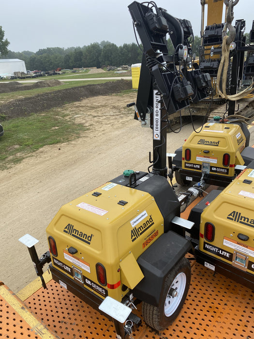 2021 Allmand NLV3GR (4) LED Light Fixture 350W, 23' Vertical Mast, 3kW Prime, Towable, Deep Sea L401, Leveling Jacks, Yanmar T4F 5.8hp