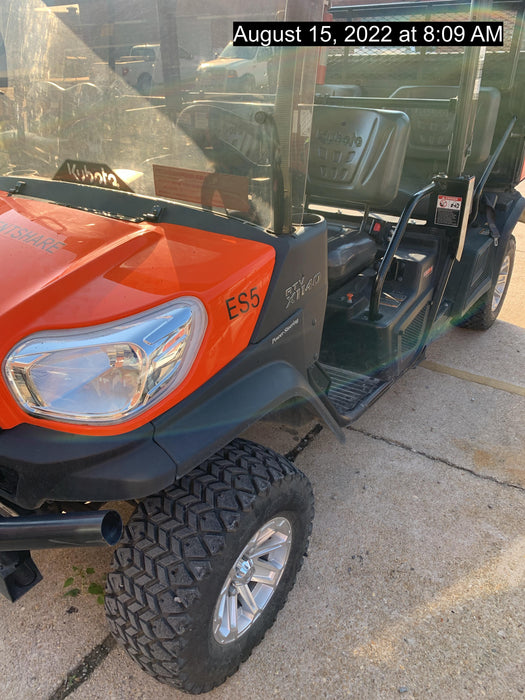 2020 Kubota RTV-X1140WL-H 4 seat diesel cart, plastic canopy, HD tires, steel wheels, tinted windshield, strobe light, and backup alarm