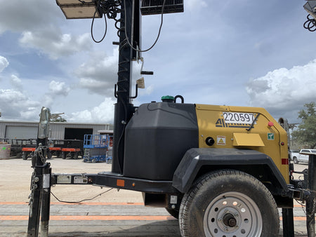 2022 Allmand NLV3GR (4) LED Light Fixture 350W, 23' Vertical Mast, 3kW Prime, Towable, Deep Sea L401, Leveling Jacks, Yanmar T4F 5.8hp