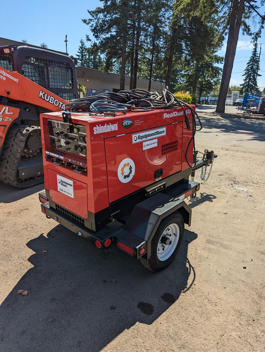 2022 Shindaiwa DGW400MDL Kubota D902 Engine, 23 HP, Dual Op Welder, Wire, Arc, Droop Stick, Tig, and CC Stick Functionality, Simulphase, 3 Phase and 1 Phase Gen Output, Single Axle NB Trlr, Slr Trckl Chrg 12V 12W, Fire Ext