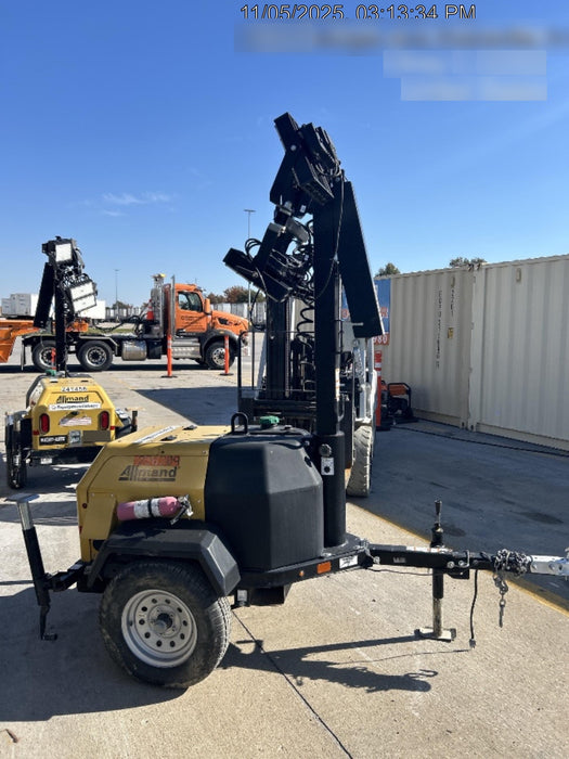 2022 Allmand NLV3GR (4) LED Light Fixture 350W, 23' Vertical Mast, 3kW Prime, Towable, Deep Sea L401, Leveling Jacks, Yanmar T4F 5.8hp