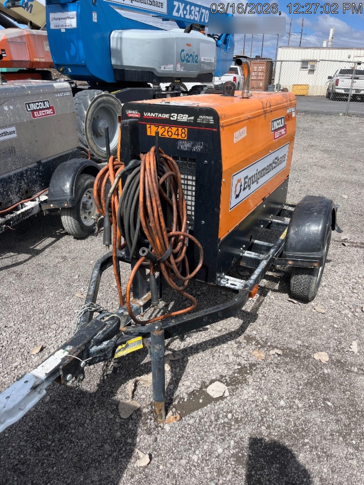 2021 Lincoln Electric Vantage 322 Vantage 322 Ready Pak 3 w/ Decals, ORANGE (includes trailer, cable rack, fender light kit) NO Telematics