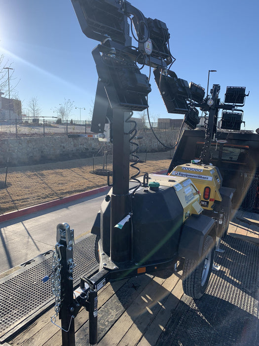 2022 Allmand NLV3GR (4) LED Light Fixture 350W, 23' Vertical Mast, 3kW Prime, Towable, Deep Sea L401, Leveling Jacks, Yanmar T4F 5.8hp