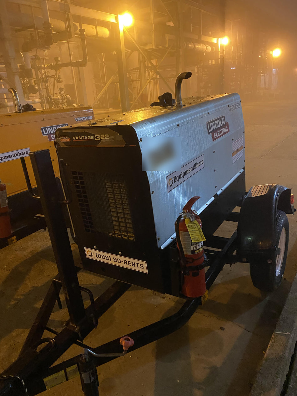2019 Lincoln Electric Vantage 322 Ready-Pak 3, Two Wheel Trailer, Fender and Light Kit, Cable Rack
