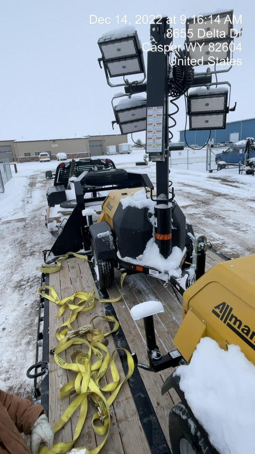 2022 Allmand NLV3GR (4) LED Light Fixture 350W, 23' Vertical Mast, 3kW Prime, Towable, ES Decals, T3