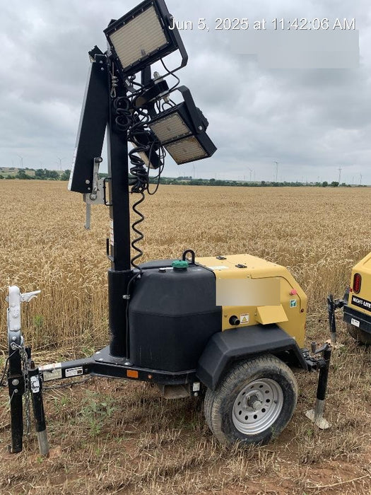 2022 Allmand NLV3GR (4) LED Light Fixture 350W, 23' Vertical Mast, 3kW Prime, Towable, Deep Sea L401, Leveling Jacks, Yanmar T4F 5.8hp