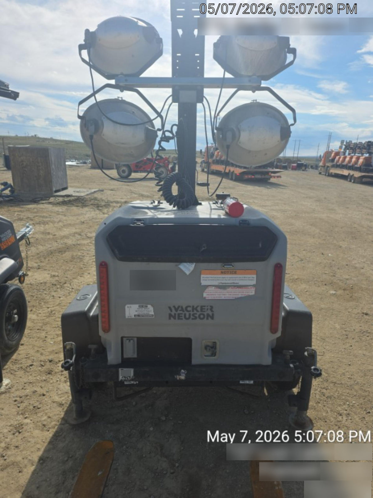 2018 Wacker Neuson LTV6L-MH Wacker Neuson LTV6L Mobile Light Tower w/Fuel Level Sensor Installed