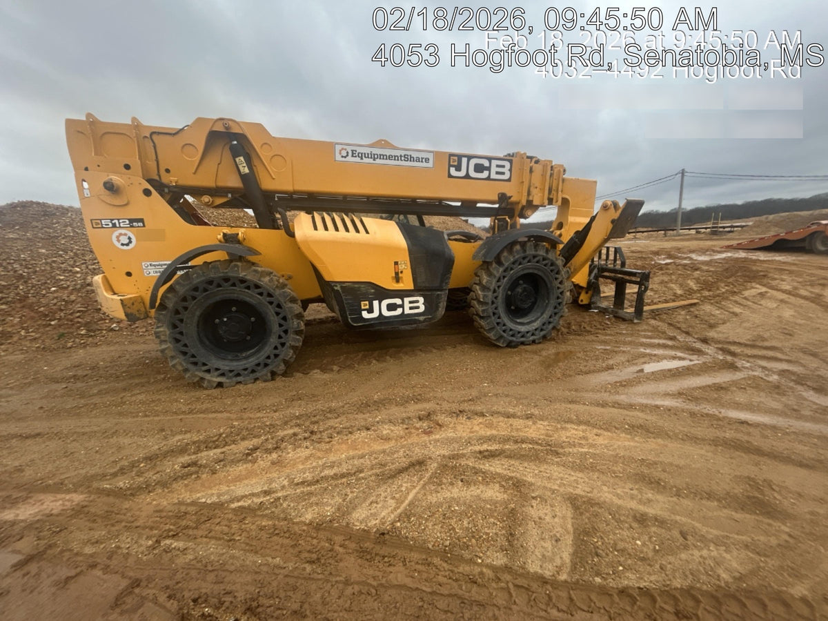 2019 JCB 512-56 Canopy, 109 HP, Solid Tires, STD Worklight, Beacon, Aux Hydraulics, Lifting Eye, Back up Alarm w/66" Carriage/60" Forks