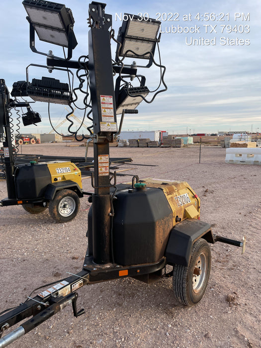 2022 Allmand NLV3GR (4) LED Light Fixture 350W, 23' Vertical Mast, 3kW Prime, Towable, Deep Sea L401, Leveling Jacks, Yanmar T4F 5.8hp