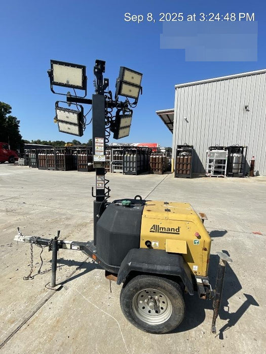 2022 Allmand NLV3GR (4) LED Light Fixture 350W, 23' Vertical Mast, 3kW Prime, Towable, Deep Sea L401, Leveling Jacks, Yanmar T4F 5.8hp