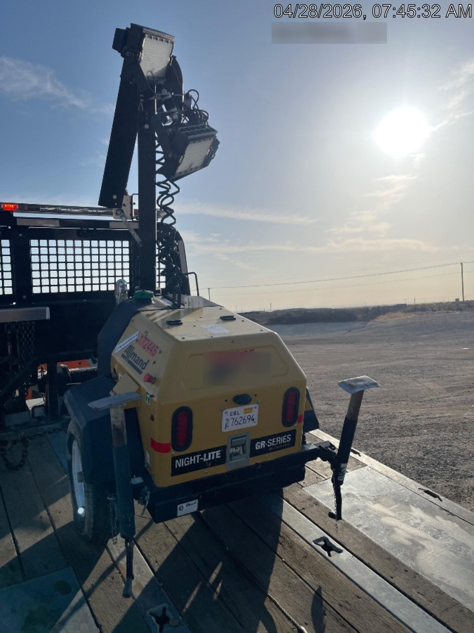 2021 Allmand NLV3GR (4) LED Light Fixture 350W, 23' Vertical Mast, 3kW Prime, Towable, Deep Sea L401, Leveling Jacks, Yanmar T4F 5.8hp