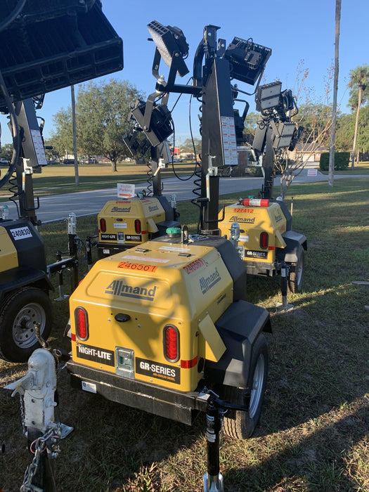 2022 Allmand NLV3GR (4) LED Light Fixture 350W, 23' Vertical Mast, 3kW Prime, Towable