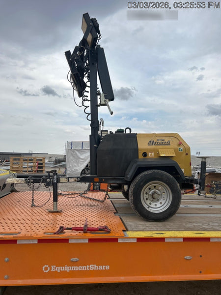 2022 Allmand NLV3GR (4) LED Light Fixture 350W, 23' Vertical Mast, 3kW Prime, Towable, Deep Sea L401, Leveling Jacks, Yanmar T4F 5.8hp