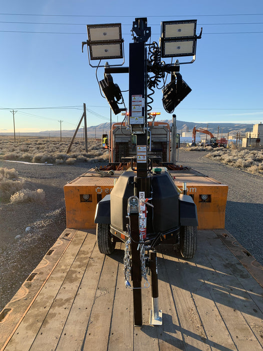 Allmand NLV3GR (4) LED Light Fixture 350W, 23' Vertical Mast, 3kW Prime, Towable, Deep Sea L401, Leveling Jacks, Yanmar T4F 5.8hp