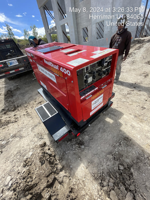 2022 Shindaiwa DGW400MDL Kubota D902 Engine, 23 HP, Dual Op Welder, Wire, Arc, Droop Stick, Tig, and CC Stick Functionality, Simulphase, 3 Phase and 1 Phase Gen Output, Single Axle NB Trlr, Slr Trckl Chrg 12V 12W, Fire Ext