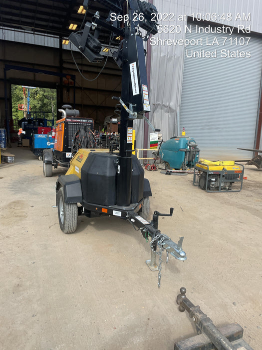 2022 Allmand NLV3GR (4) LED Light Fixture 350W, 23' Vertical Mast, 3kW Prime, Towable, Deep Sea L401, Leveling Jacks, Yanmar T4F 5.8hp