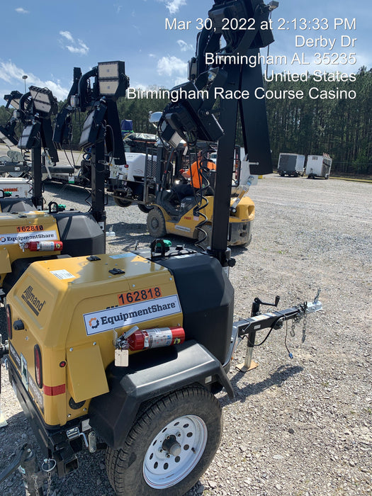 2021 Allmand NLV3GR (4) LED Light Fixture 350W, 23' Vertical Mast, 3kW Prime, Towable, Deep Sea L401, Leveling Jacks, Yanmar T4F 5.8hp