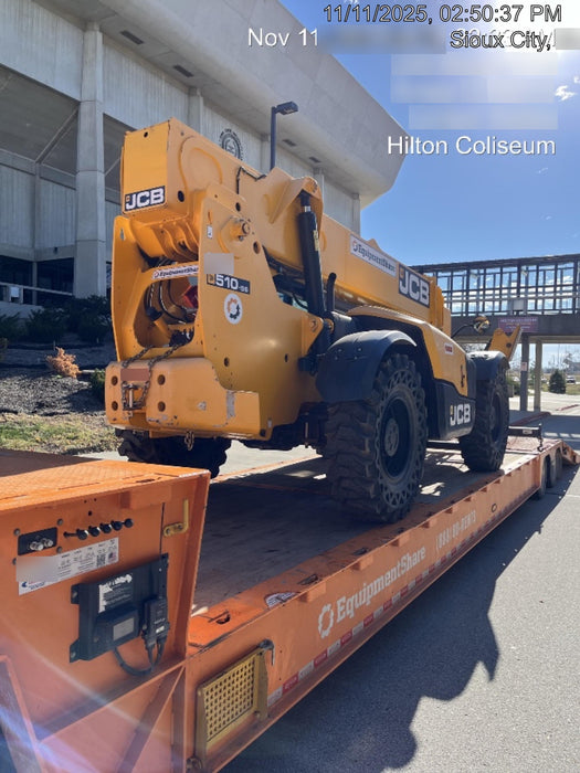 2020 JCB 510-56 Cab/Heat/Air, 74 HP, Solid Tires, STD Worklight, Beacon, Aux Hydraulics, Lifting Eye, Back up Alarm w/66" Carriage/60" Forks