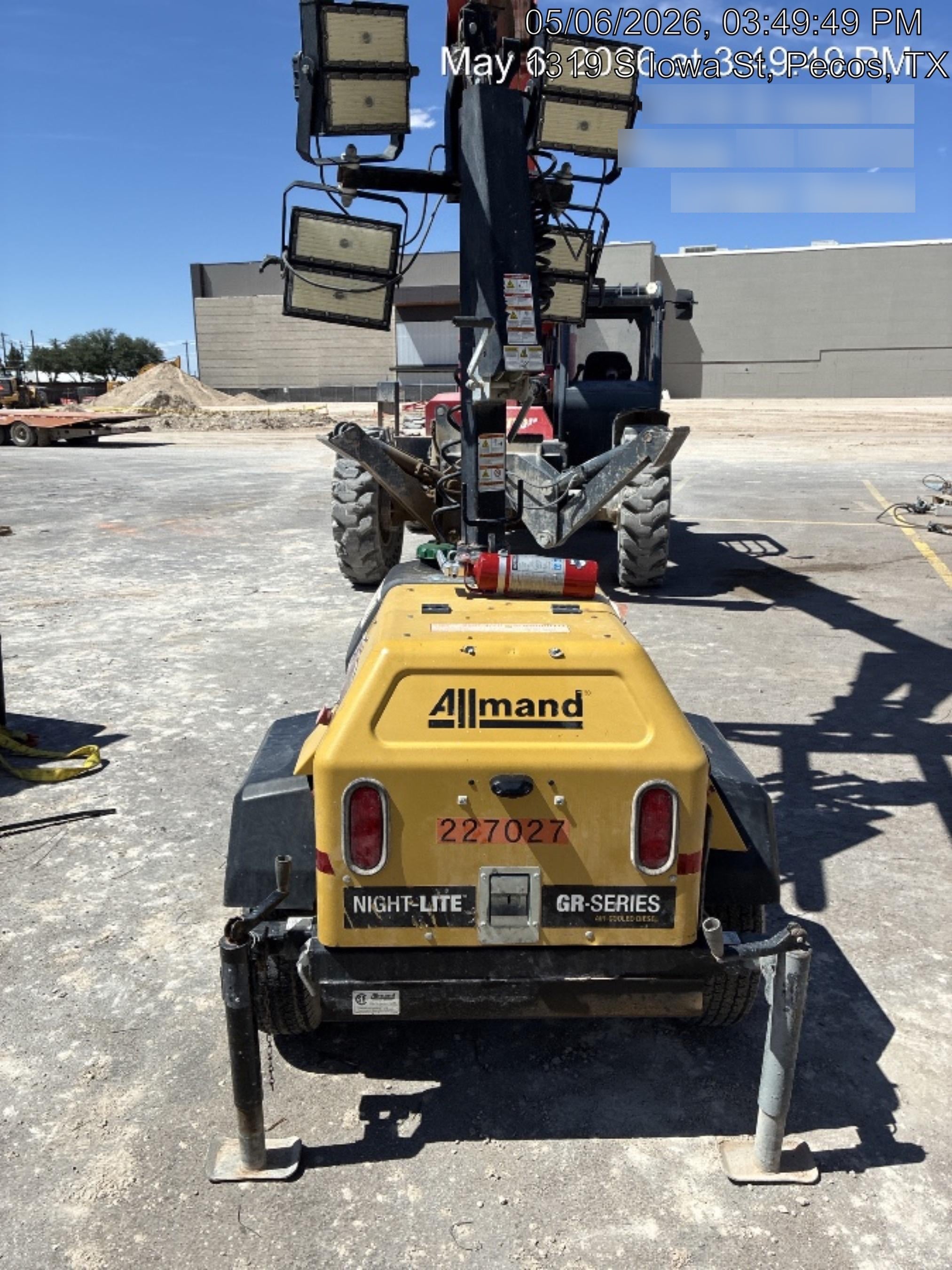 2022 Allmand NLV3GR (4) LED Light Fixture 350W, 23' Vertical Mast, 3kW Prime, Towable, Deep Sea L401, Leveling Jacks, Yanmar T4F 5.8hp