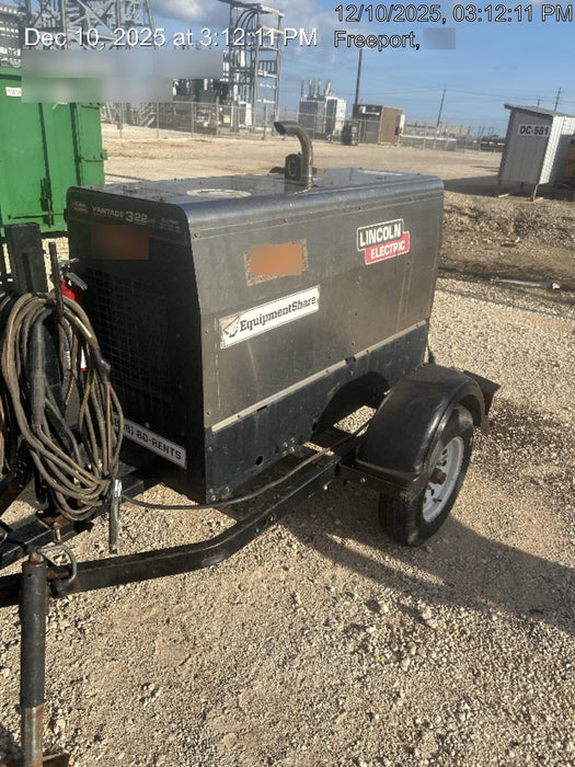 2019 Lincoln Electric Vantage 322 Lincoln Vantage 322 Welder w/Trailer, Light Kit, Cable Rack