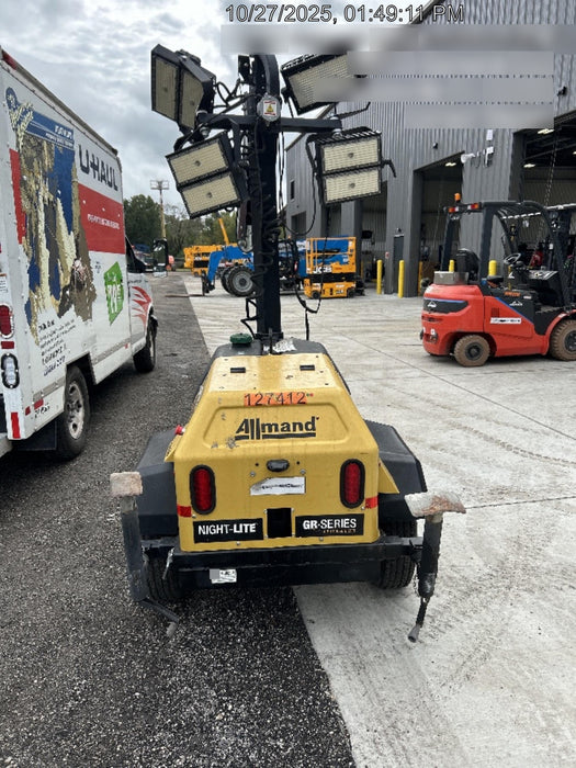 2021 Allmand NLV3GR (4) LED Light Fixture 350W, 23' Vertical Mast, 3kW Prime, Towable, Deep Sea L401, Leveling Jacks, Yanmar T4F 5.8hp