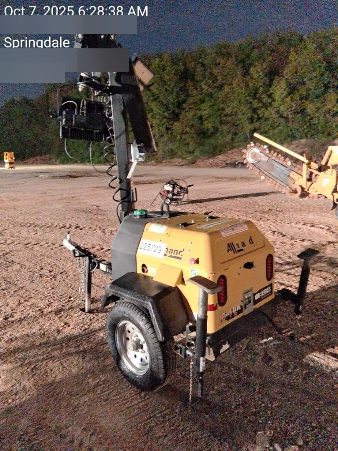 2022 Allmand NLV3GR (4) LED Light Fixture 350W, 23' Vertical Mast, 3kW Prime, Towable, Deep Sea L401, Leveling Jacks, Yanmar T4F 5.8hp