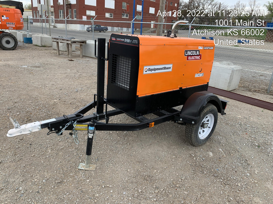 2021 Lincoln Electric Vantage 322 Vantage 322 Ready Pak 3 w/ Decals, ORANGE (includes trailer, cable rack, fender light kit) NO Telematics