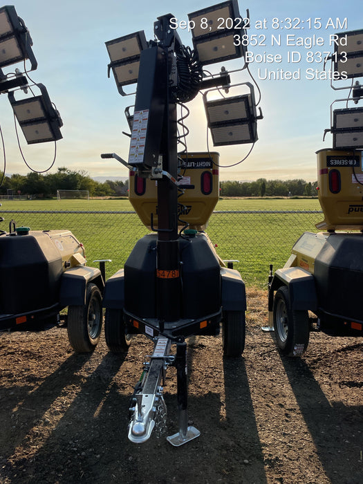 2022 Allmand NLV3GR (4) LED Light Fixture 350W, 23' Vertical Mast, 3kW Prime, Towable, ES Decals, T3