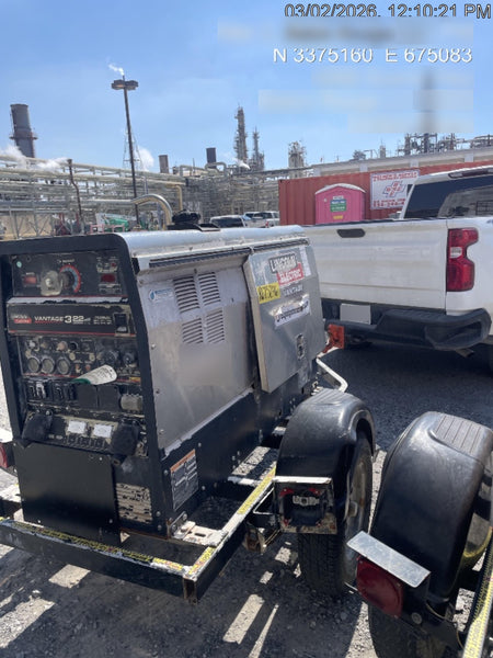2019 Lincoln Electric Vantage 322 Welder Ready-Pak 3, Two wheel trailer, Fender and Light kit, Cable Rack
