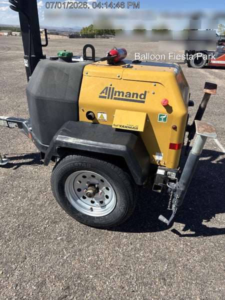 Allmand NLV3GR (4) LED Light Fixture 350W, 23' Vertical Mast, 3kW Prime, Towable, Deep Sea L401, Leveling Jacks, Yanmar T4F 5.8hp