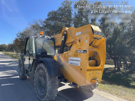 2019 JCB 509-42 JCB 509-42 Enclosed Cab, 74 HP, Solid Tires, Worklights, Beacon, Aux Hydraulics, Lifting Eye, 60" Carriage/60" Forks