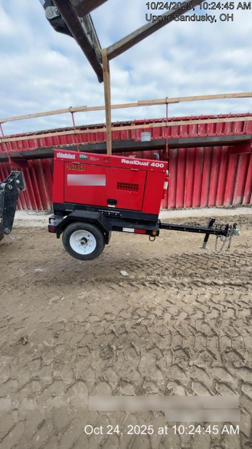 2023 Shindaiwa DGW400MDL Kubota D902 Engine, 23 HP, Dual Op Welder, Wire, Arc, Droop Stick, Tig, and CC Stick Functionality, Simulphase, 3 Phase and 1 Phase Gen Output, Single Axle NB Trlr, Slr Trckl Chrg 12V 12W, Fire Ext