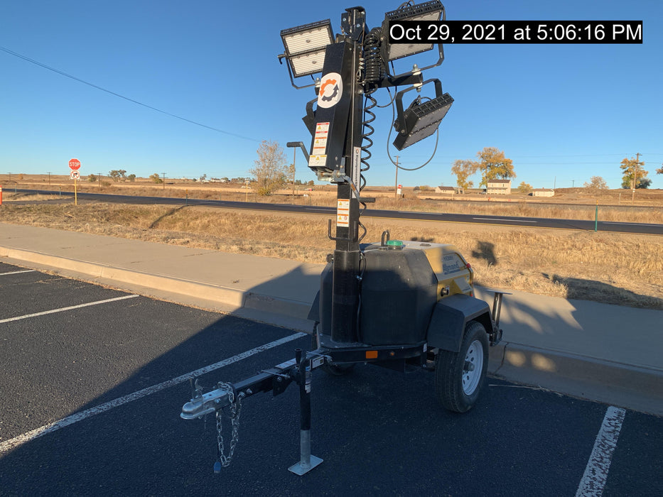 2021 Allmand NLV3GR (4) LED Light Fixture 350W, 23' Vertical Mast, 3kW Prime, Towable, Deep Sea L401, Leveling Jacks, Yanmar T4F 5.8hp