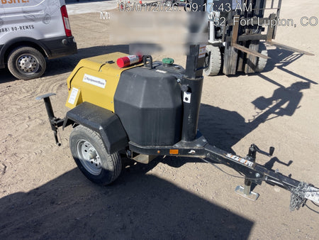 2022 Allmand NLV3GR (4) LED Light Fixture 350W, 23' Vertical Mast, 3kW Prime, Towable, Deep Sea L401, Leveling Jacks, Yanmar T4F 5.8hp