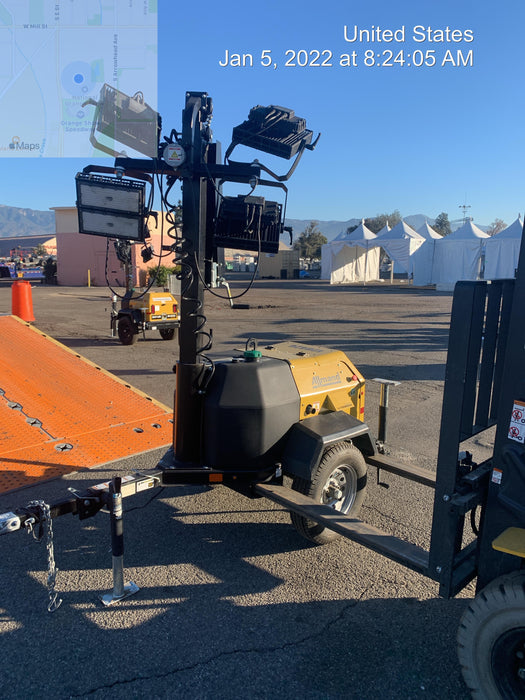 2021 Allmand NLV3GR (4) LED Light Fixture 350W, 23' Vertical Mast, 3kW Prime, Towable, Deep Sea L401, Leveling Jacks, Yanmar T4F 5.8hp