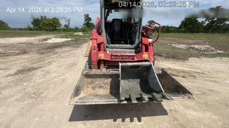 2019 Takeuchi TL12V2C ROPS/FOPS Cab, Heat/AC, Defroster, Rubber Tracks, Back-up Alarm, Front & Rear Working Lights, Auxiliary Hydraulics, Two-Speed Travel, Electronic Monitoring System, Hydraulic Universal Quick Hitch w/80" HD Smooth Dirt Bucket with Bolt-on Edge, 24.0 cu ft. Capacity