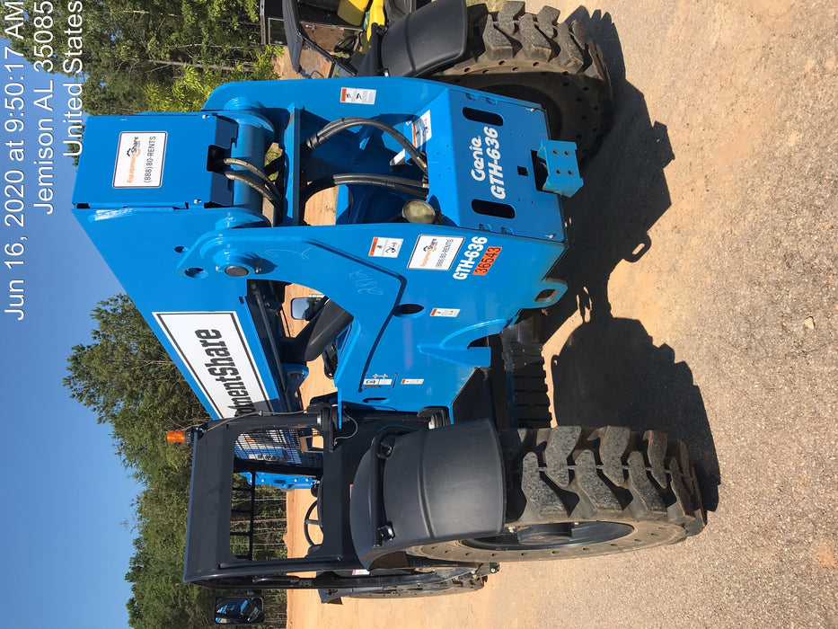 2019 Genie GTH-636 Canopy, Solid RT Tires, LED Work Lights, Beacon 60" QA Carriage, 48" Forks