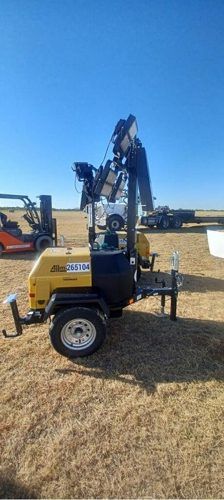 2022 Allmand NLV3GR (4) LED Light Fixture 350W, 23' Vertical Mast, 3kW Prime, Towable, ES Decals, T3