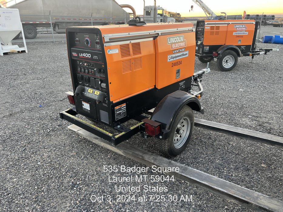 2022 Lincoln Electric LE400 Kubota V1505, Trlr, Cable Rack, Light Kit, ES Decals, T3