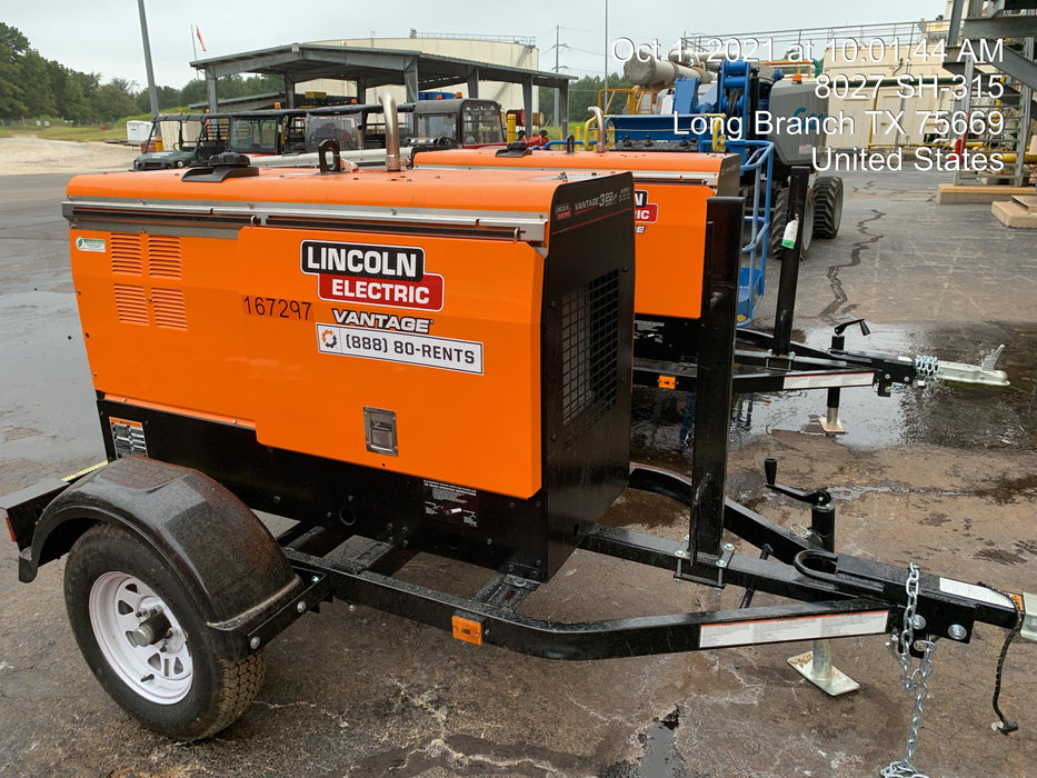 2021 Lincoln Electric Vantage 322 Vantage 322 Ready Pak 3 w/ Decals, ORANGE (includes trailer, cable rack, fender light kit) NO Telematics