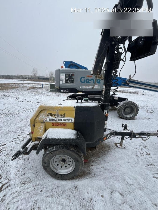 2022 Allmand NLV3GR (4) LED Light Fixture 350W, 23' Vertical Mast, 3kW Prime, Towable, Deep Sea L401, Leveling Jacks, Yanmar T4F 5.8hp