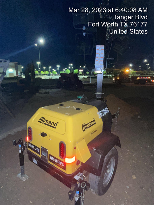 2022 Allmand NLV3GR (4) LED Light Fixture 350W, 23' Vertical Mast, 3kW Prime, Towable, ES Decals, T3